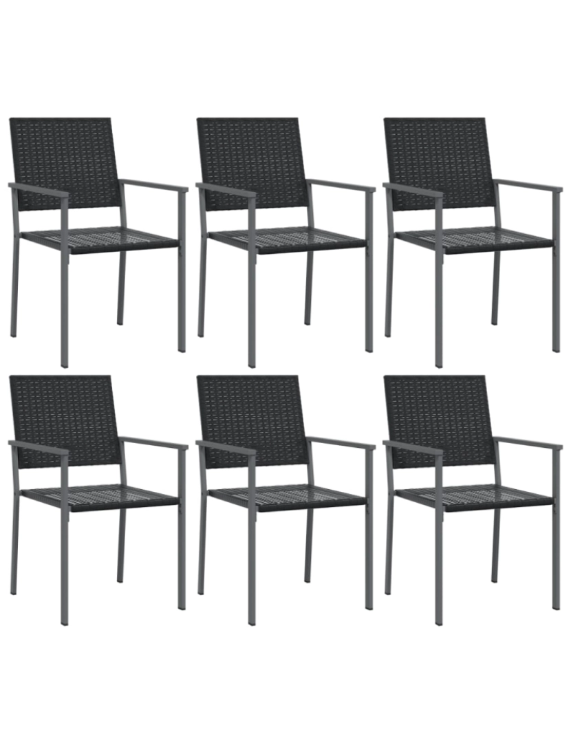 imagem de vidaXL Cadeiras jardim 6 pcs 54x62,5x89 cm vime PE preto1