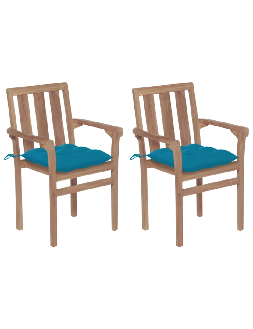 Vidaxl - vidaXL Cadeiras de jardim c/ almofadões azul-claro 2 pcs teca maciça