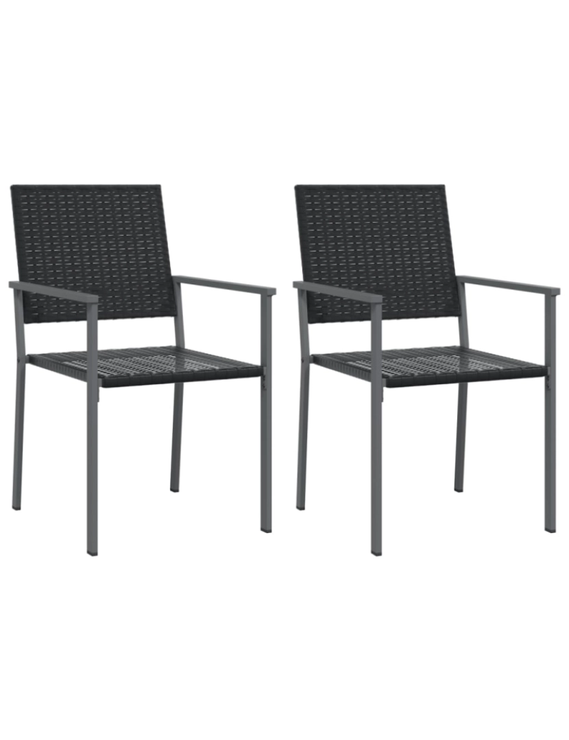 imagem de vidaXL Cadeiras de jardim 2 pcs 54x62,5x89 cm vime PE preto1