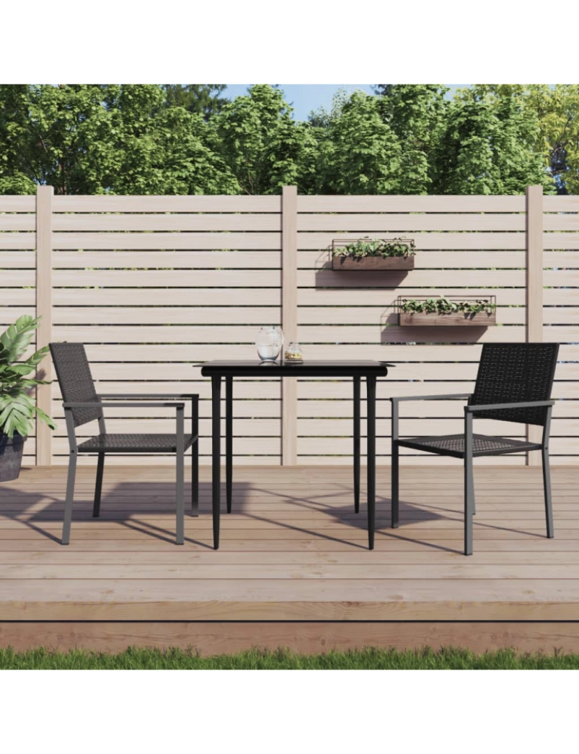 imagem de vidaXL Cadeiras de jardim 2 pcs 54x62,5x89 cm vime PE preto2