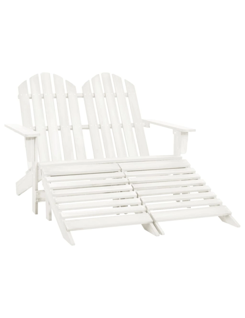 imagem de vidaXL Cadeira de jardim & otomano Adirondack 2 lugares abeto branco1