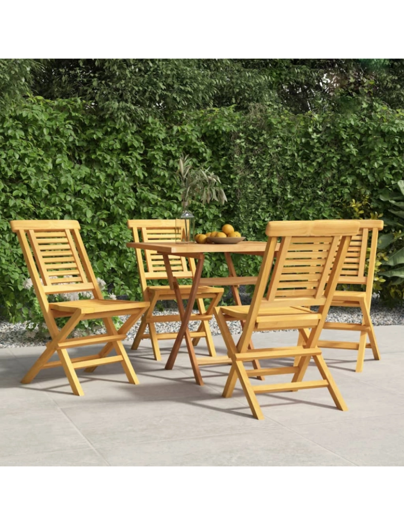 imagem de vidaXL Cadeiras de jardim dobráveis 4 pcs 47x63x90 cm teca maciça2