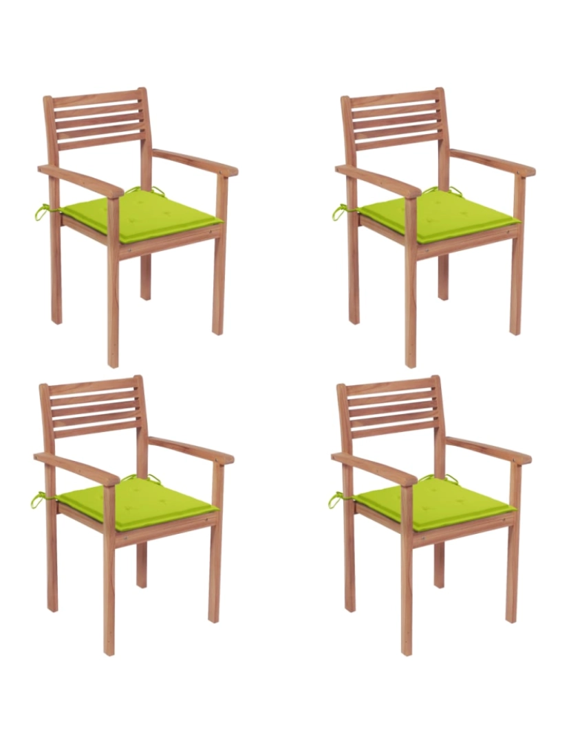 Vidaxl - vidaXL Cadeiras jardim c/ almofadões verde brilhante 4 pcs teca maciça