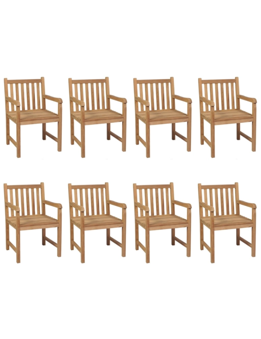 imagem de vidaXL Cadeiras de jardim c/ almofadões branco nata 8 pcs teca maciça3