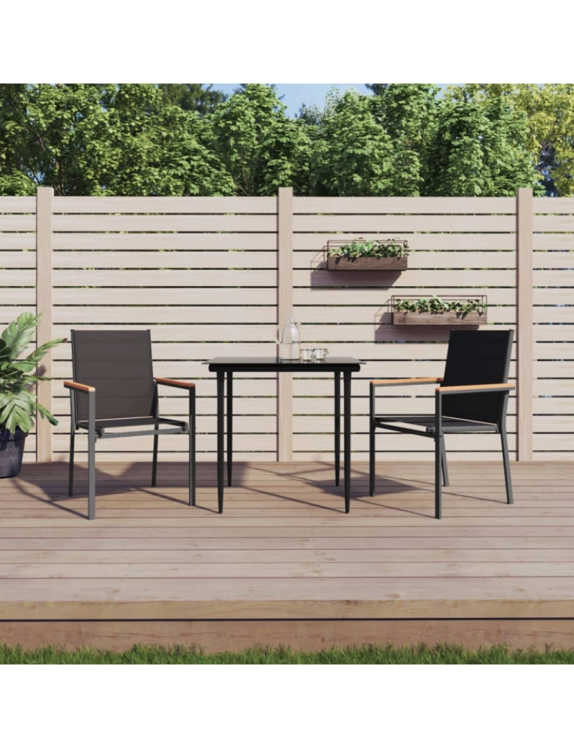 imagem de vidaXL Cadeiras de jardim 2 pcs 55x61,5x90 cm textilene e aço preto2