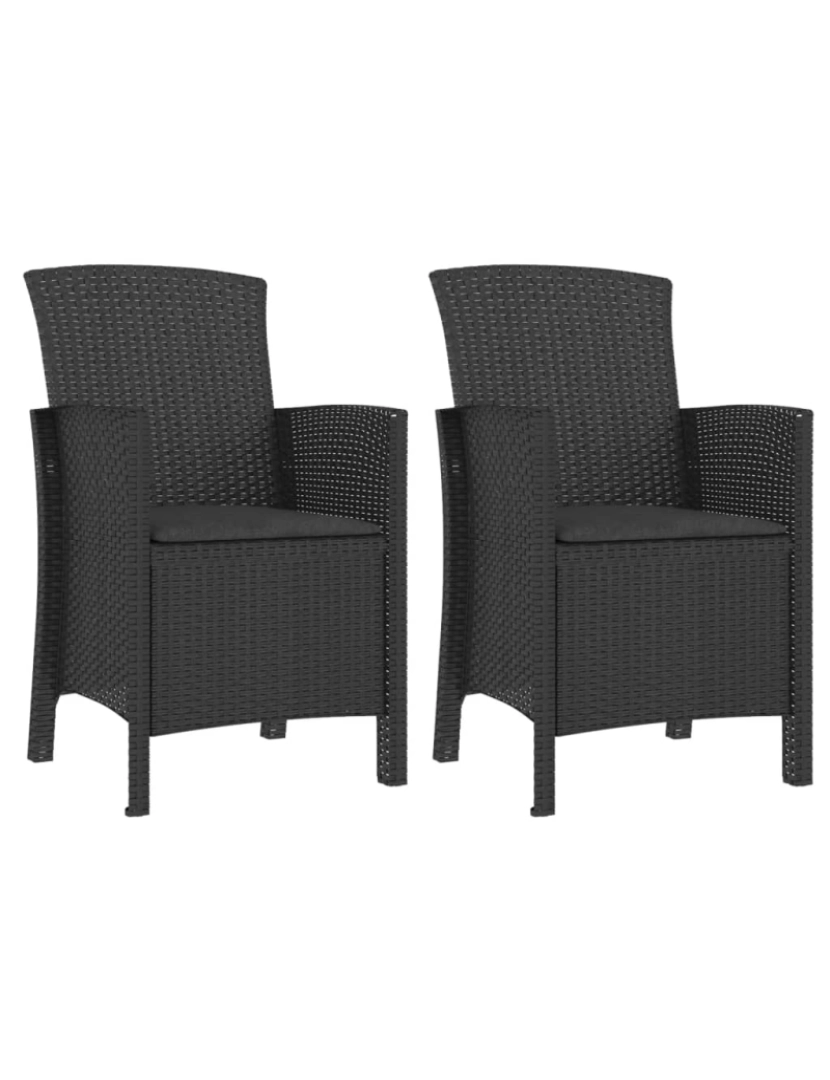 Vidaxl - vidaXL Cadeiras de jardim 2 pcs com almofadões vime PE grafite