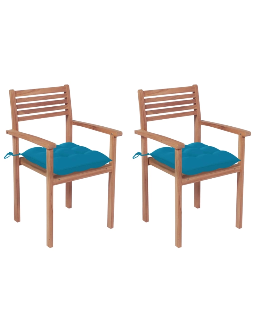 Vidaxl - vidaXL Cadeiras de jardim c/ almofadões azul-claro 2 pcs teca maciça