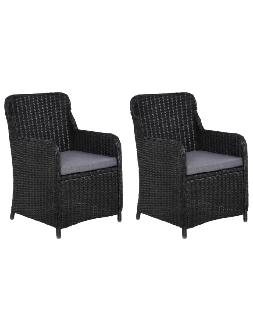 Vidaxl - vidaXL Cadeiras de exterior c/ almofadões 2 pcs vime PE preto