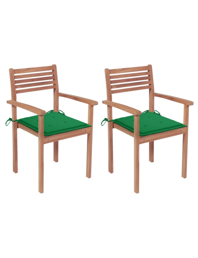 Vidaxl - vidaXL Cadeiras de jardim c/ almofadões verdes 2 pcs teca maciça