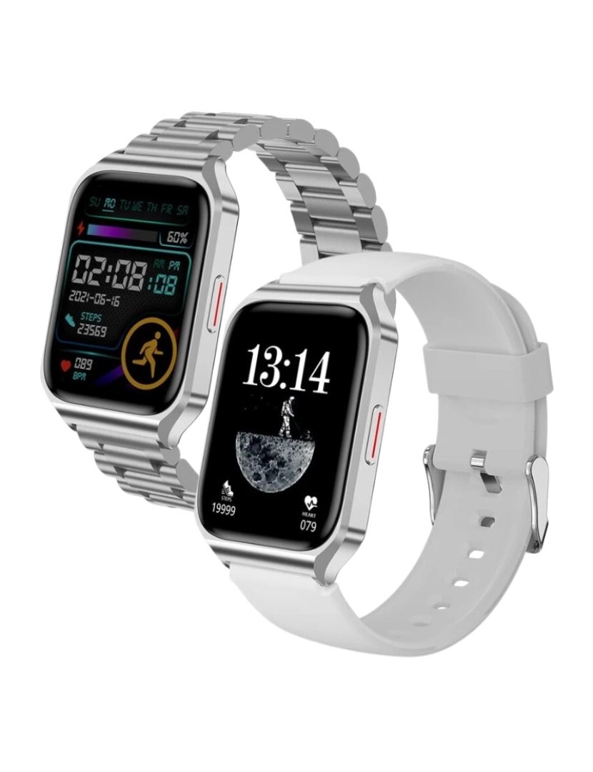 OEM - Smartwatch TW3 Pack 2 Braceletes   Branco Cinza