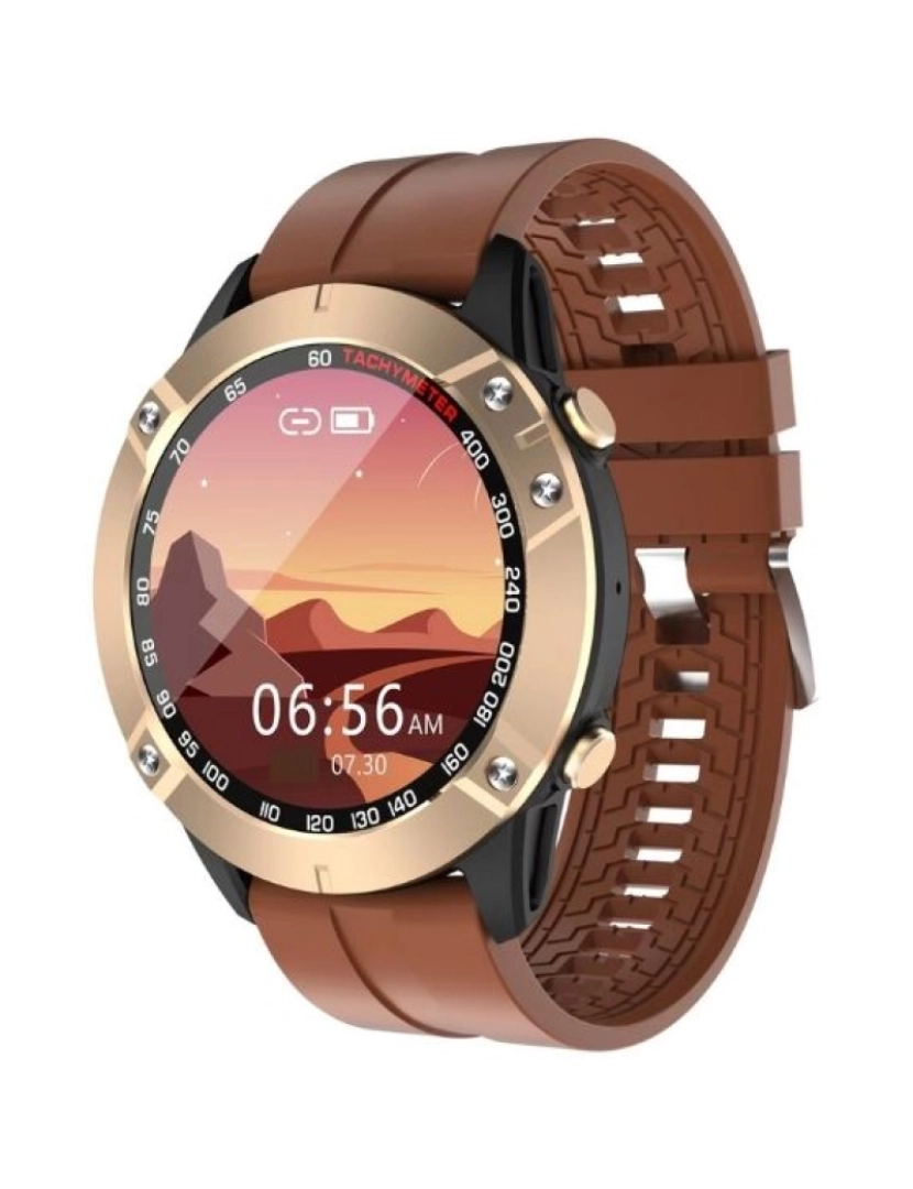 imagem de Smartwatch DK60 1.28'' Pedómetro, calorias e distância percorrida Modo multi desportivo Notificações: Chamada, SMS, redes sociais Android e iOS   Castanho1