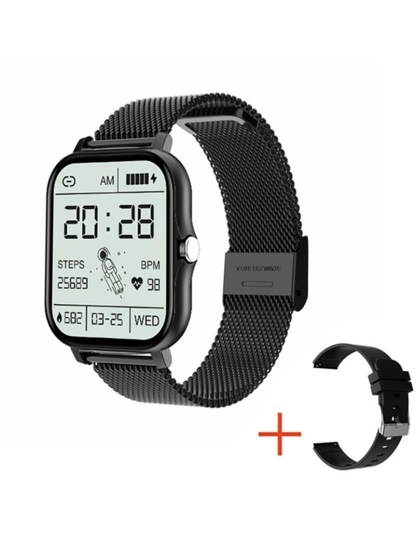 OEM - Smartwatch Y13, 1.69'' TFT HD, Bluetooth 5.0, Notificações: Chamada, SMS, redes sociais, Modo multidesportivo, Monitor de sono   Preto