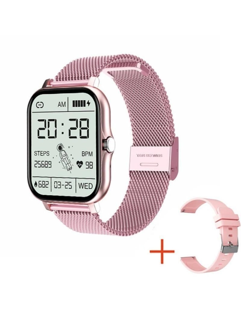 OEM - Smartwatch Y13, 1.69'' TFT HD, Bluetooth 5.0, Notificações: Chamada, SMS, redes sociais, Modo multidesportivo, Monitor de sono   Rosa