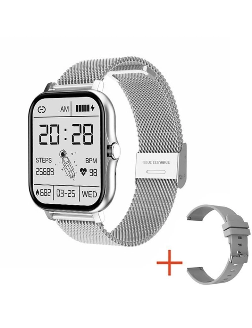 OEM - Smartwatch Y13, 1.69'' TFT HD, Bluetooth 5.0, Notificações: Chamada, SMS, redes sociais, Modo multidesportivo, Monitor de sono   Prateado