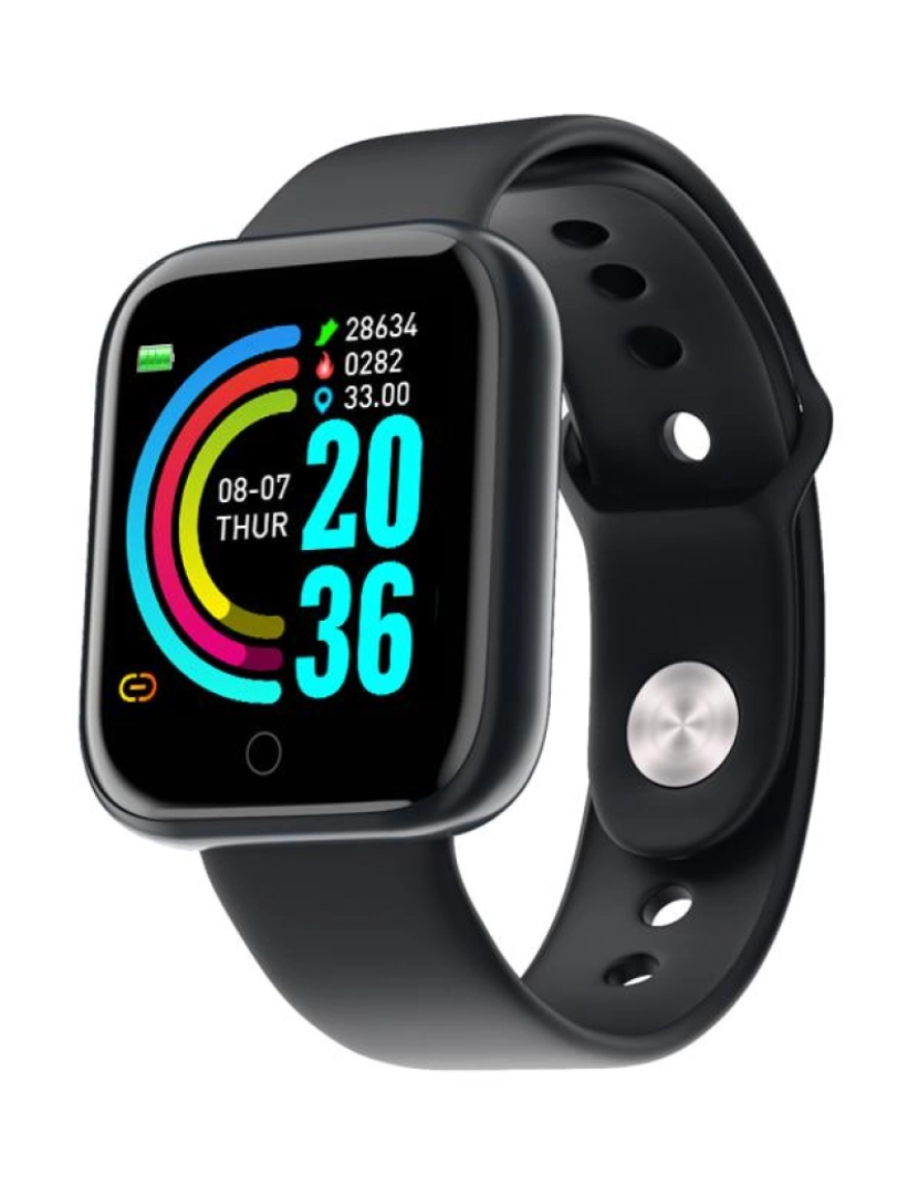 imagem de Smartwatch Trend 1.3", Frequência Cardíaca + Pedómetro + Distância (GPS) + Calorias + Monitor de Sono, Notificações de Chamadas SMS, Notificações Bluetooth, Relógio + Alarme, compatível com iOS e Android   Preto1