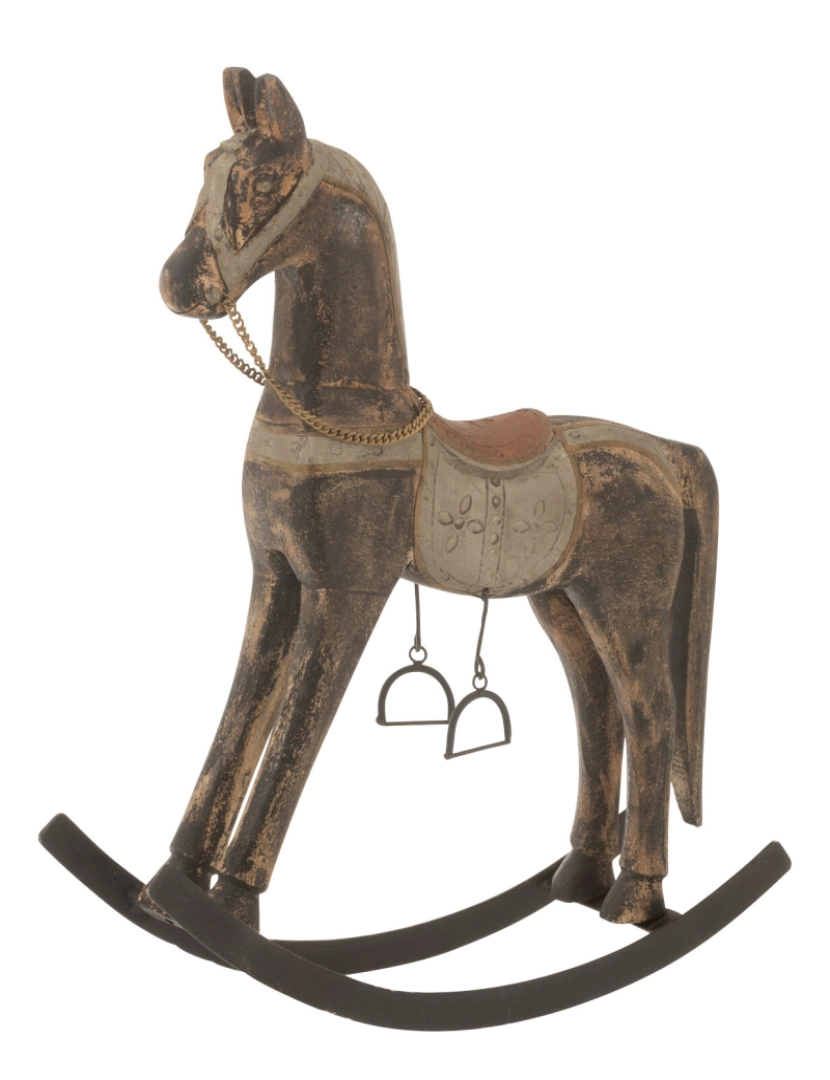 J-Line - J-Line cavalo um basculante de madeira Manguier/Metal mistura grande