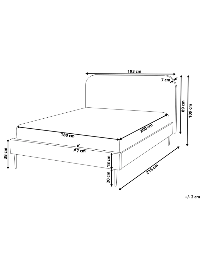 imagem de Cama de casal em veludo cinzento 180 x 200 cm FLAYAT3