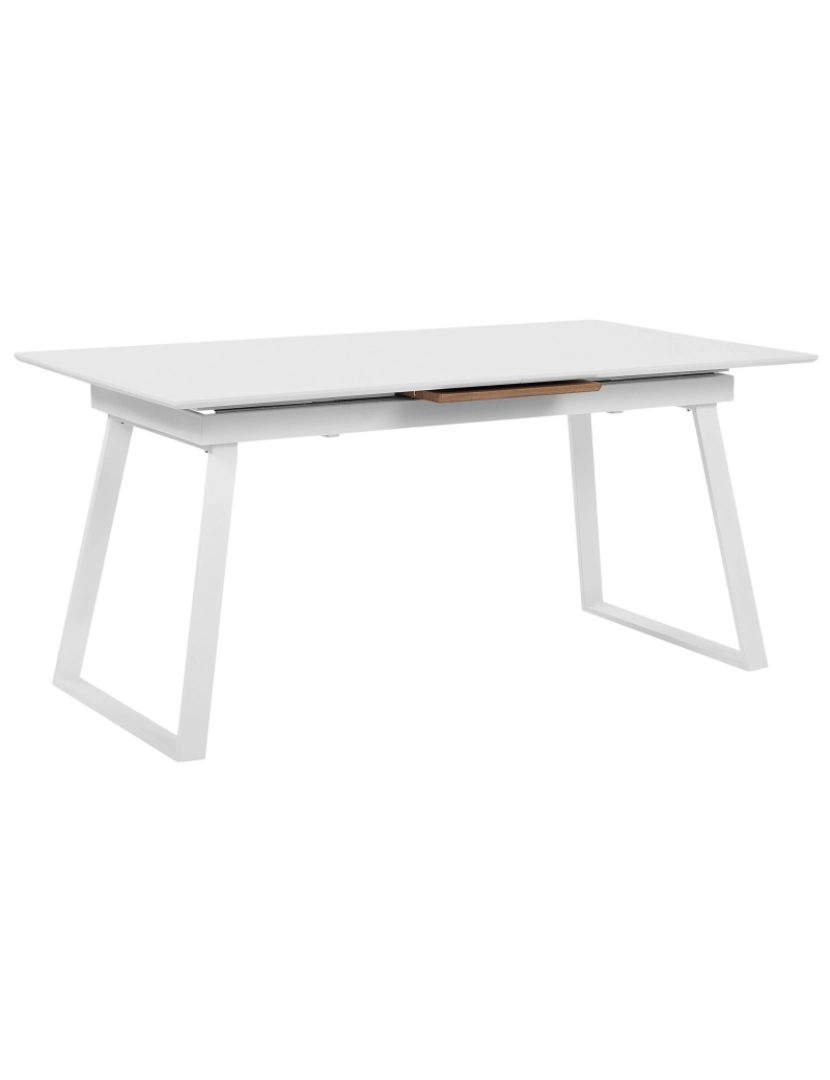 imagem de Mesa de jantar extensível branca e castanha clara 160/200 x 90 cm KALUNA4