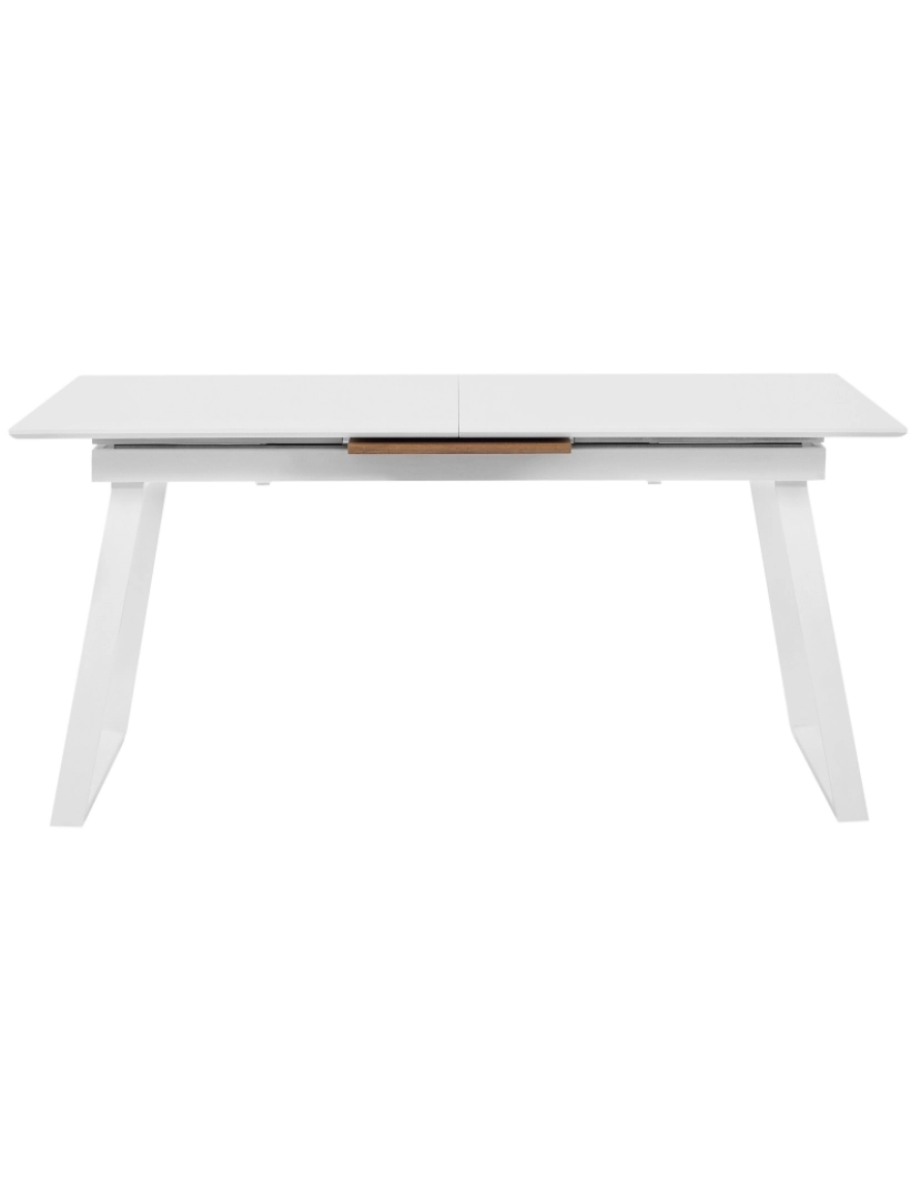 imagem de Mesa de jantar extensível branca e castanha clara 160/200 x 90 cm KALUNA5