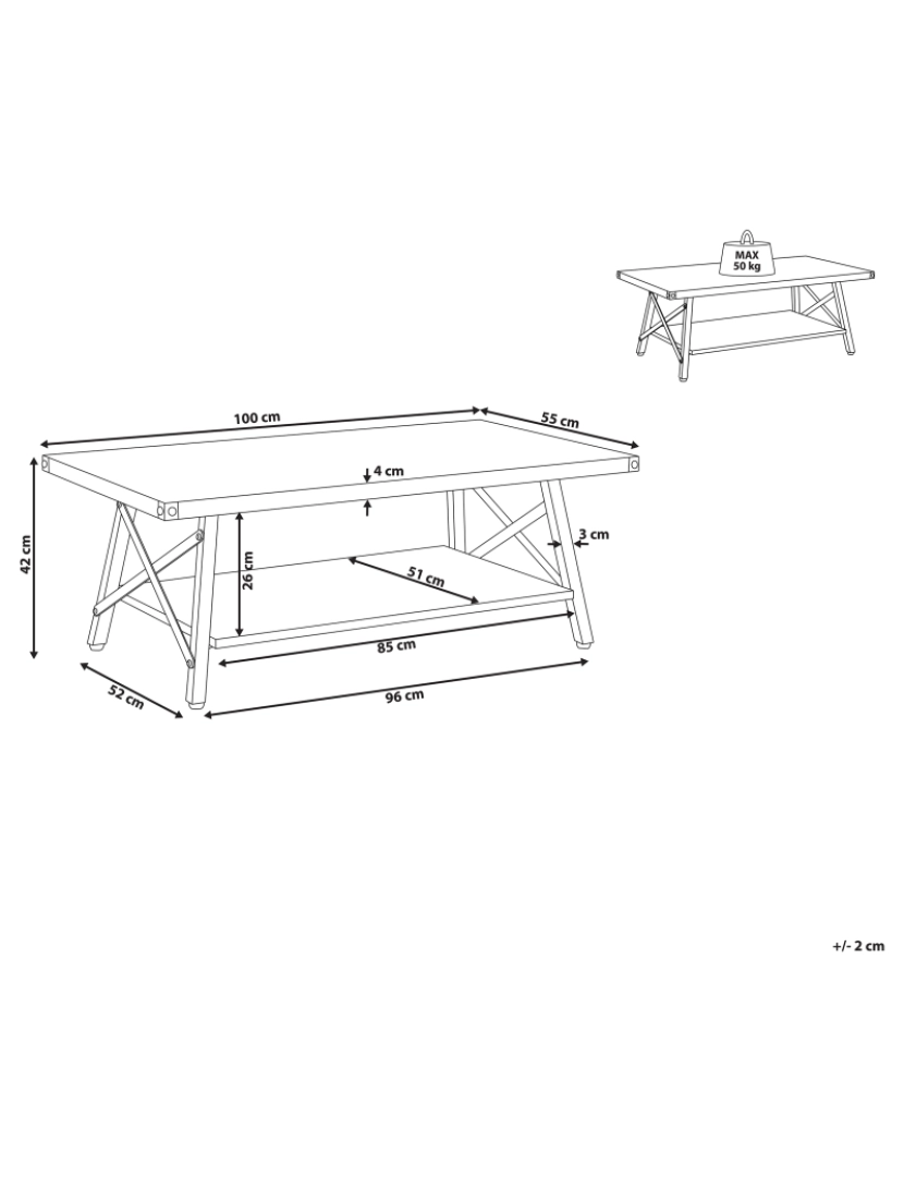 imagem de Mesa de centro castanha 100 x 55 cm CARLIN2