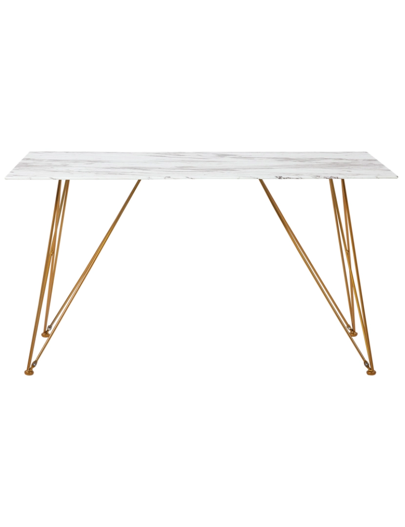 imagem de Mesa de jantar com efeito de mármore branco e dourado 140 x 80 cm KENTON4