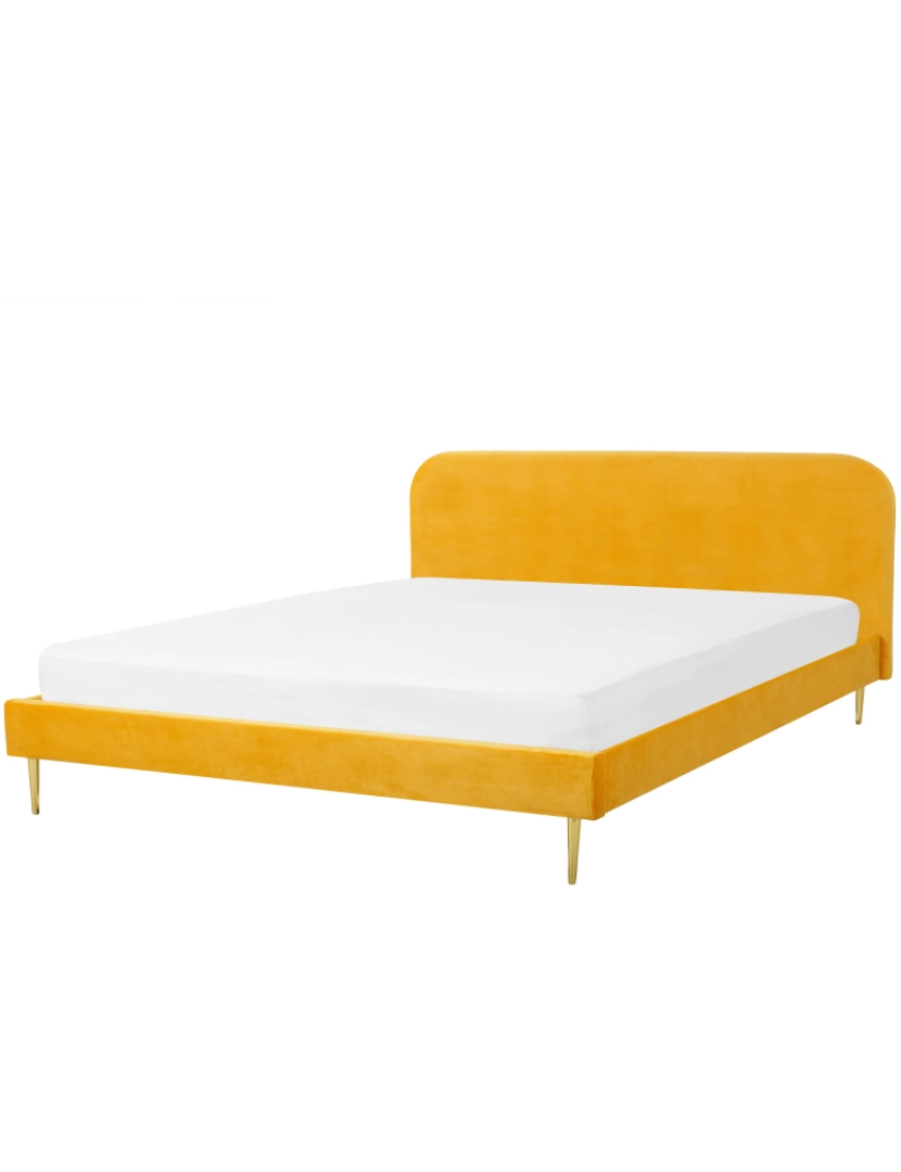 imagem de Cama de casal em veludo amarelo 180 x 200 cm FLAYAT2