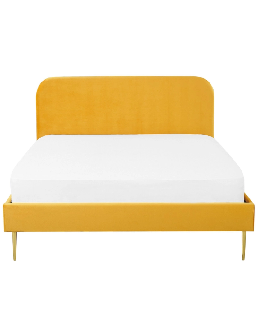 imagem de Cama de casal em veludo amarelo 180 x 200 cm FLAYAT4