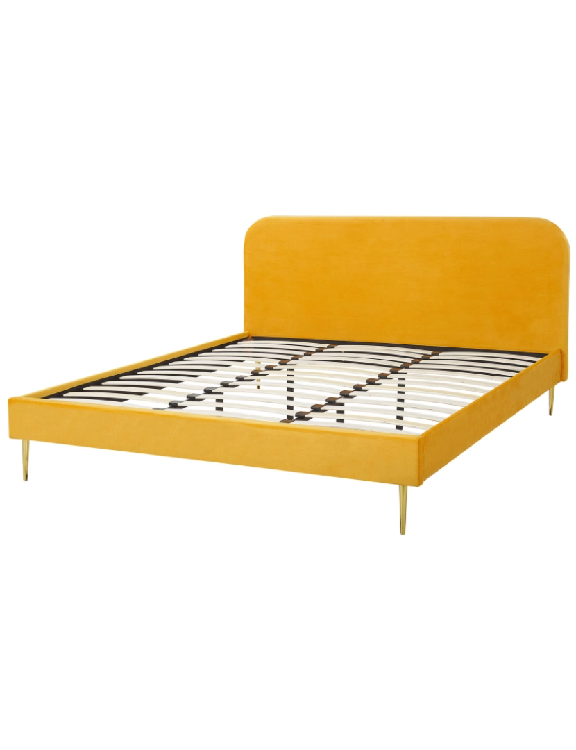 imagem de Cama de casal em veludo amarelo 180 x 200 cm FLAYAT6