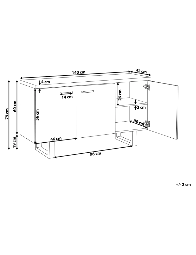 imagem de Aparador com 3 portas castanho claro TIMBER3