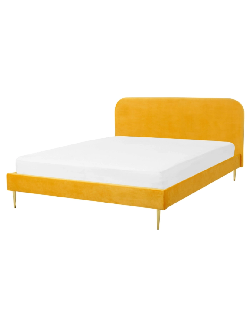 imagem de Cama de casal em veludo amarelo 140 x 200 cm FLAYAT2