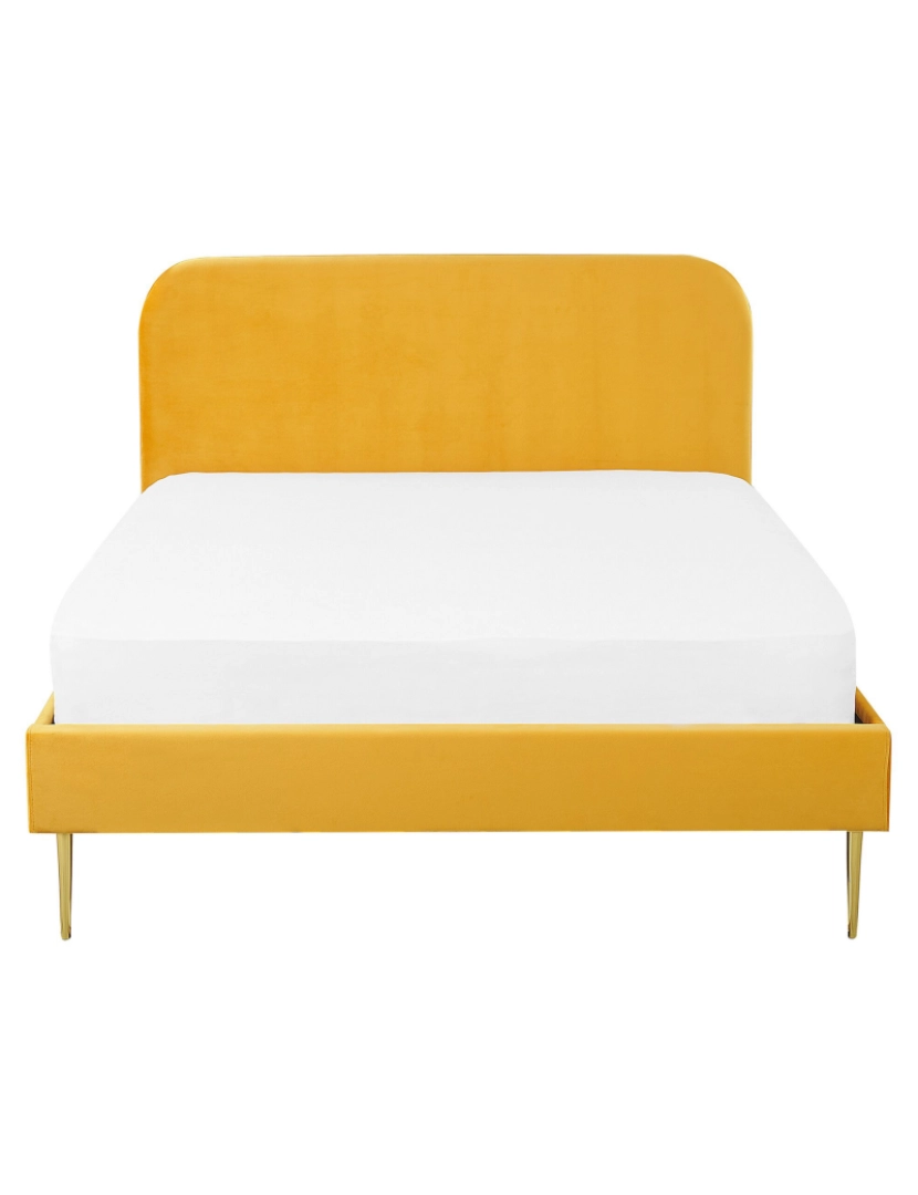 imagem de Cama de casal em veludo amarelo 140 x 200 cm FLAYAT4