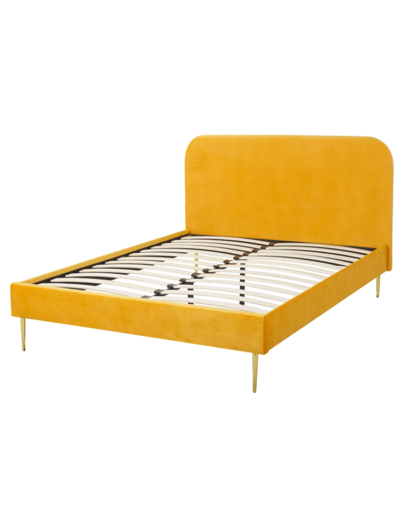 imagem de Cama de casal em veludo amarelo 140 x 200 cm FLAYAT6