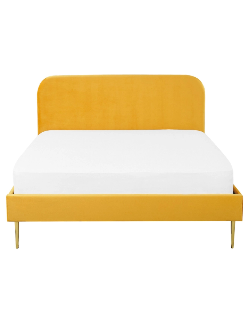 imagem de Cama de casal em veludo amarelo 160 x 200 cm FLAYAT4