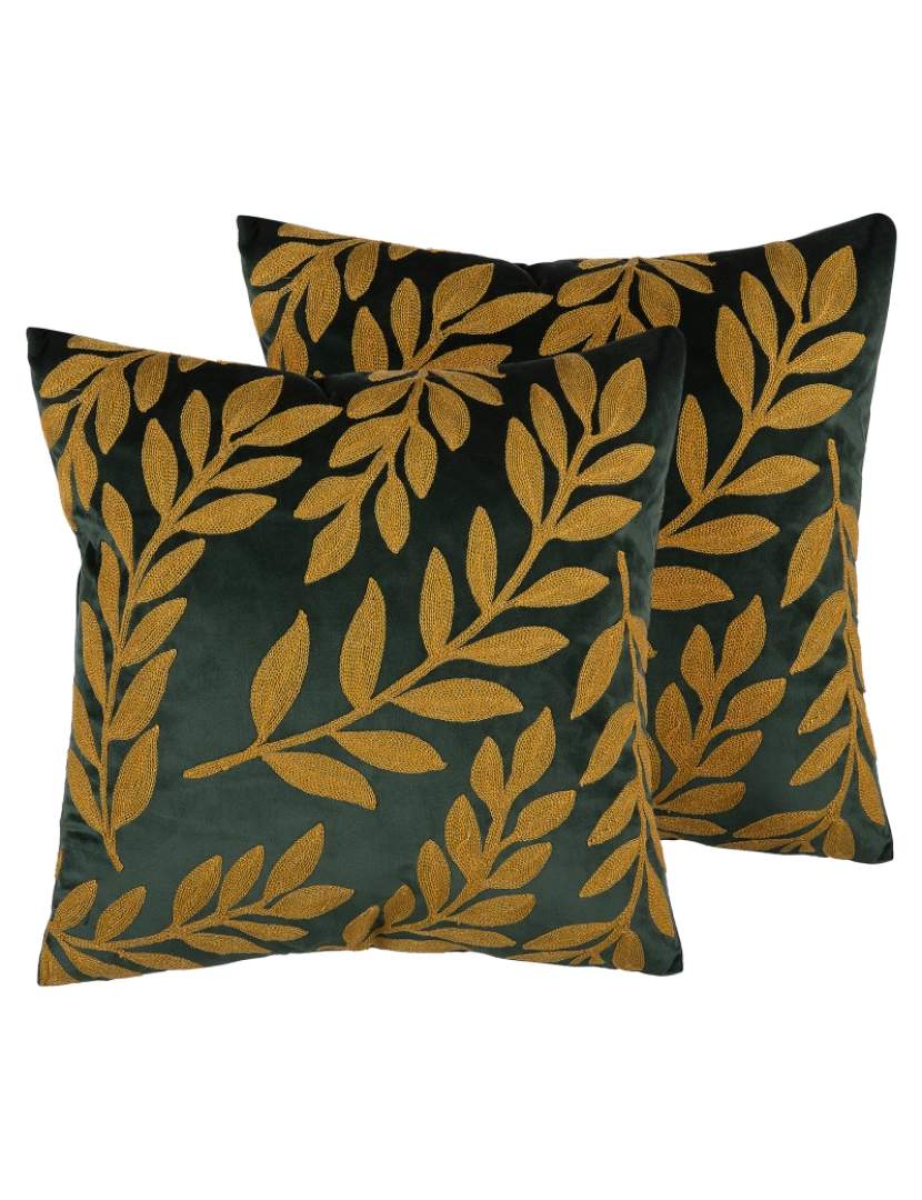 imagem de Conjunto de 2 almofadas Veludo Verde MISTLETOE 45 x 45 cm2