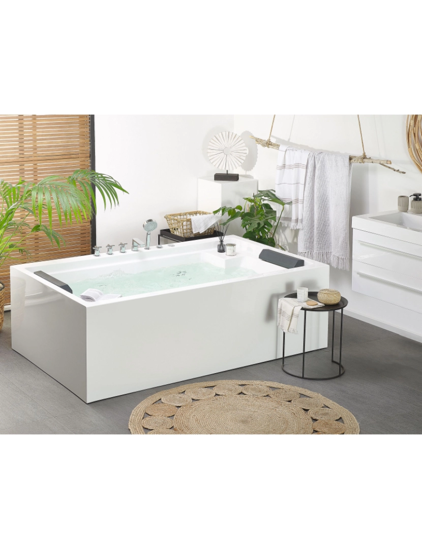 Beliani - Banheira autónoma de hidromassagem em acrílico branco 180 x 110 cm SAONA