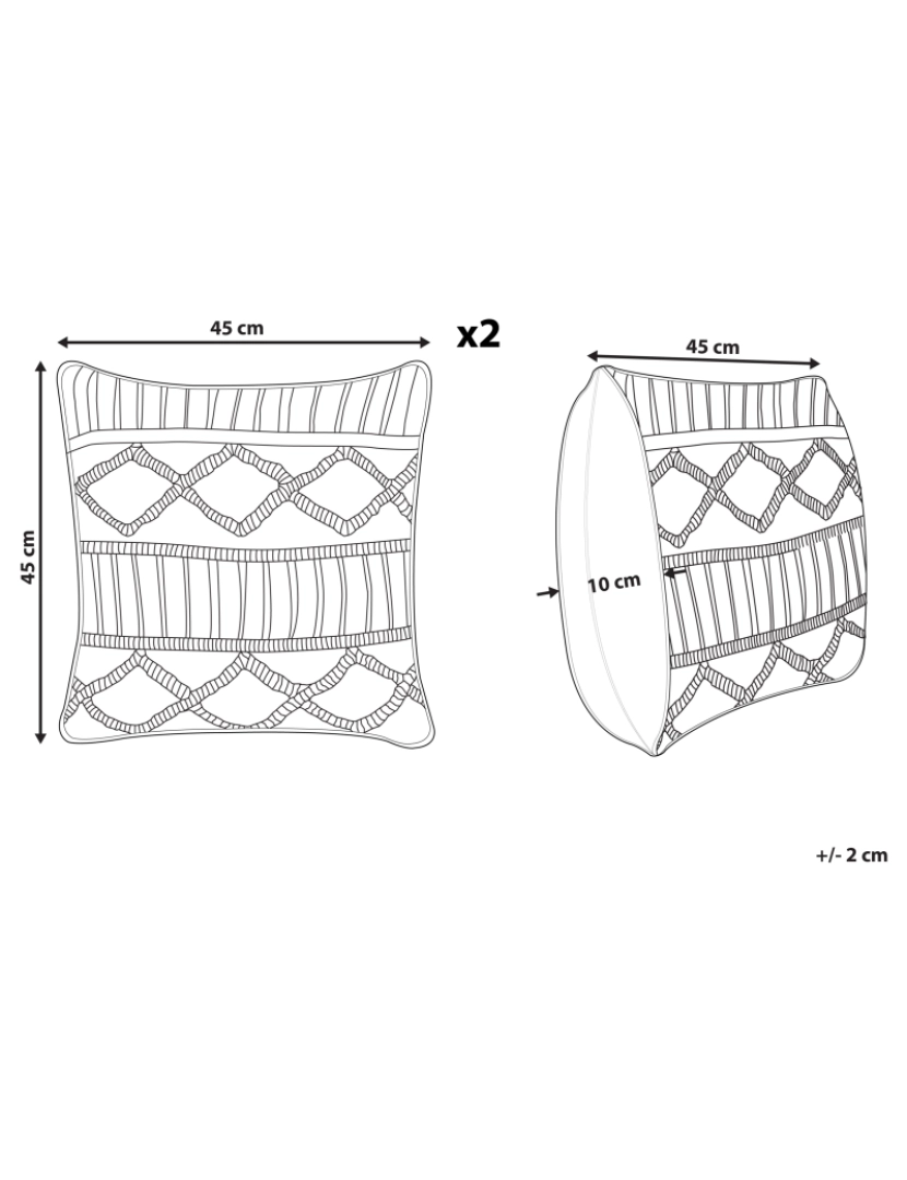 imagem de Conjunto de 2 almofadas Macramé Algodão Azul KARATAS 45 x 45 cm2