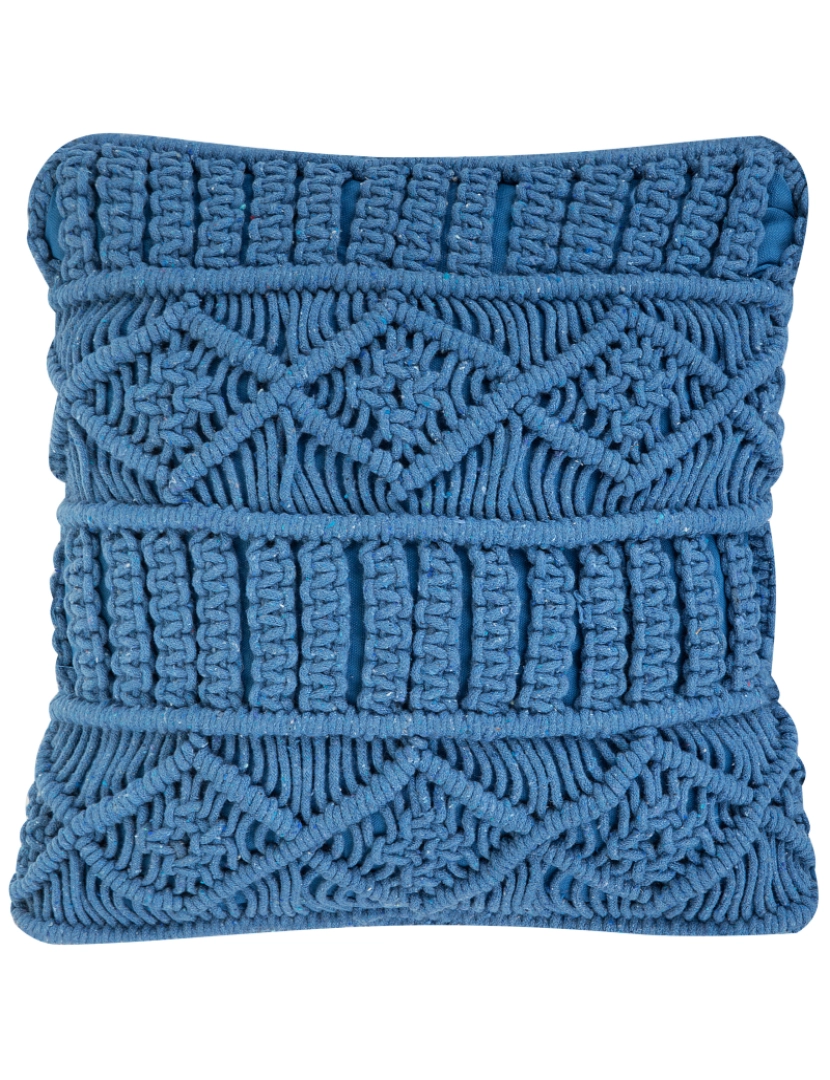 imagem de Conjunto de 2 almofadas Macramé Algodão Azul KARATAS 45 x 45 cm4