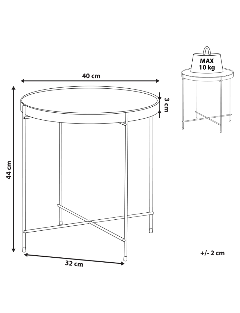 imagem de Mesa de apoio ⌀ 40 cm preta e prateada LUCEA3