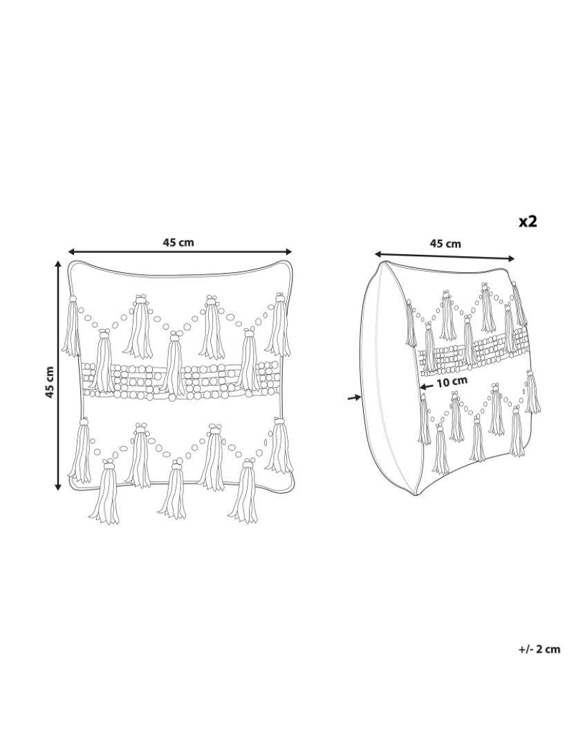 imagem de Conjunto de 2 almofadas decorativas em algodão creme e preto 45 x 45 cm THONDI2