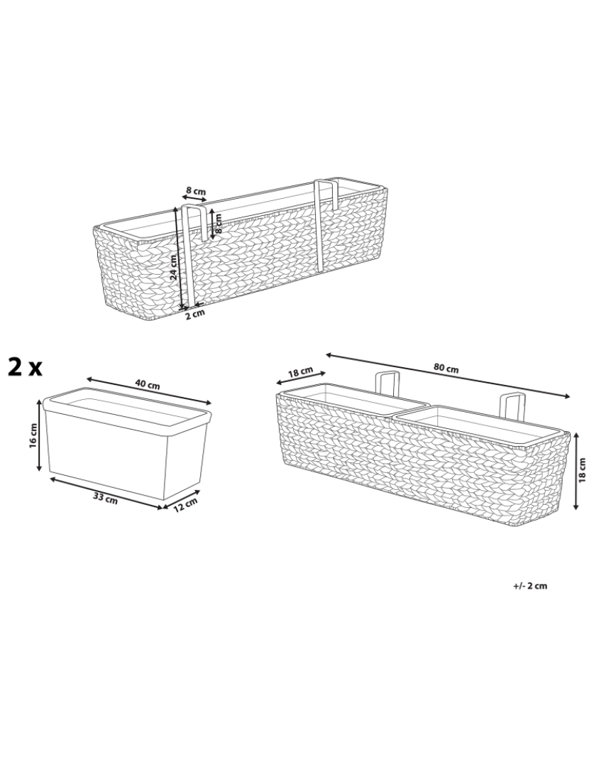 imagem de Vaso para plantas creme 80 x 20 x 18 cm KAWALA3