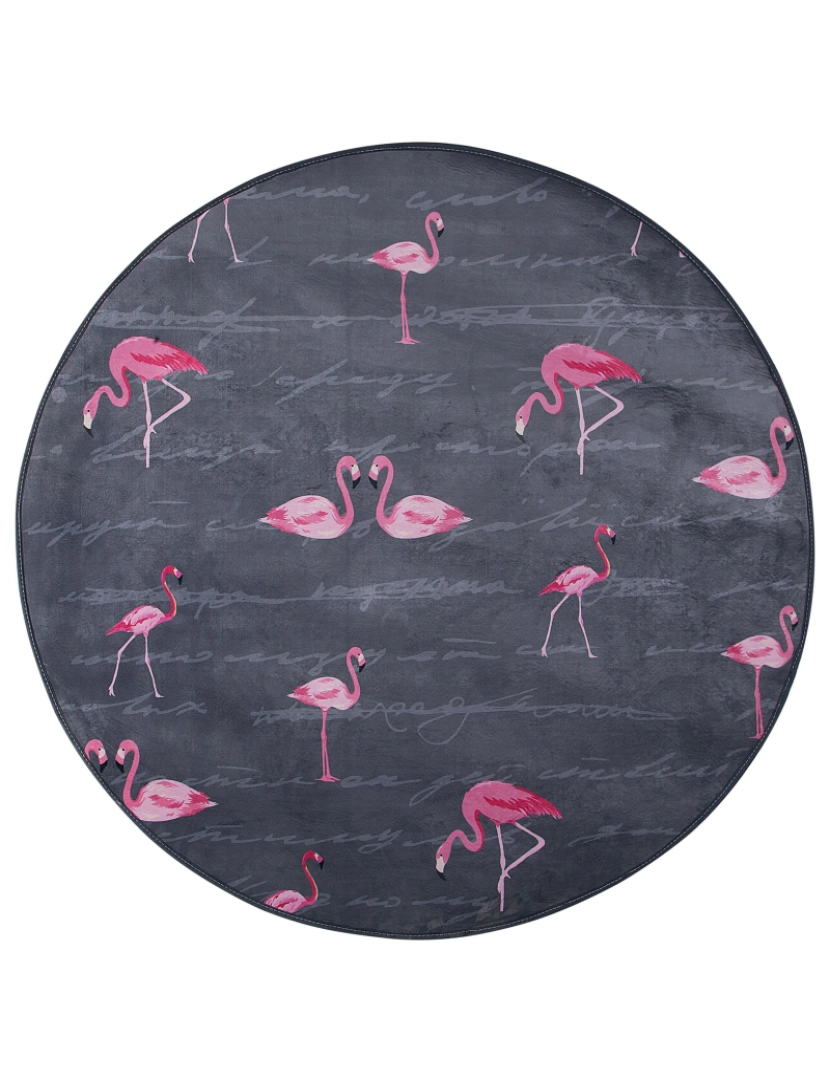 imagem de Tapete redondo com padrão de flamingo ⌀ 120 cm KERTE2