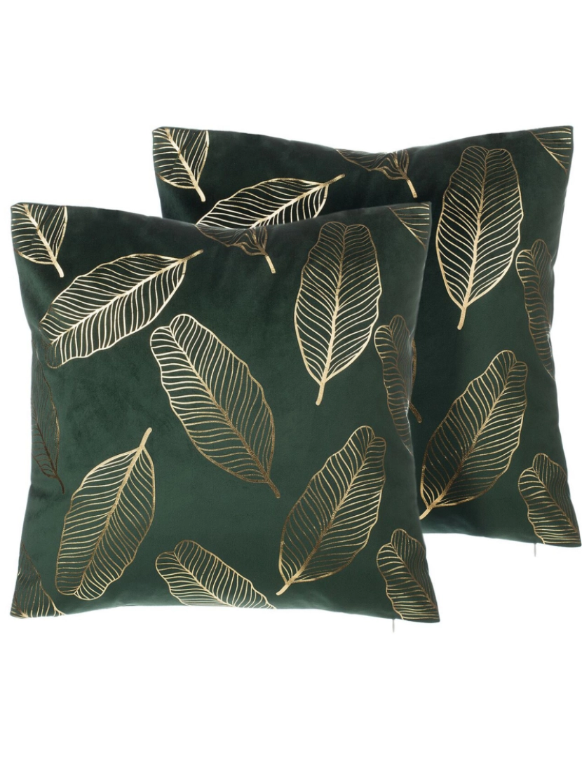 imagem de Conjunto de 2 almofadas Veludo Verde escuro FREESIA 45 x 45 cm2