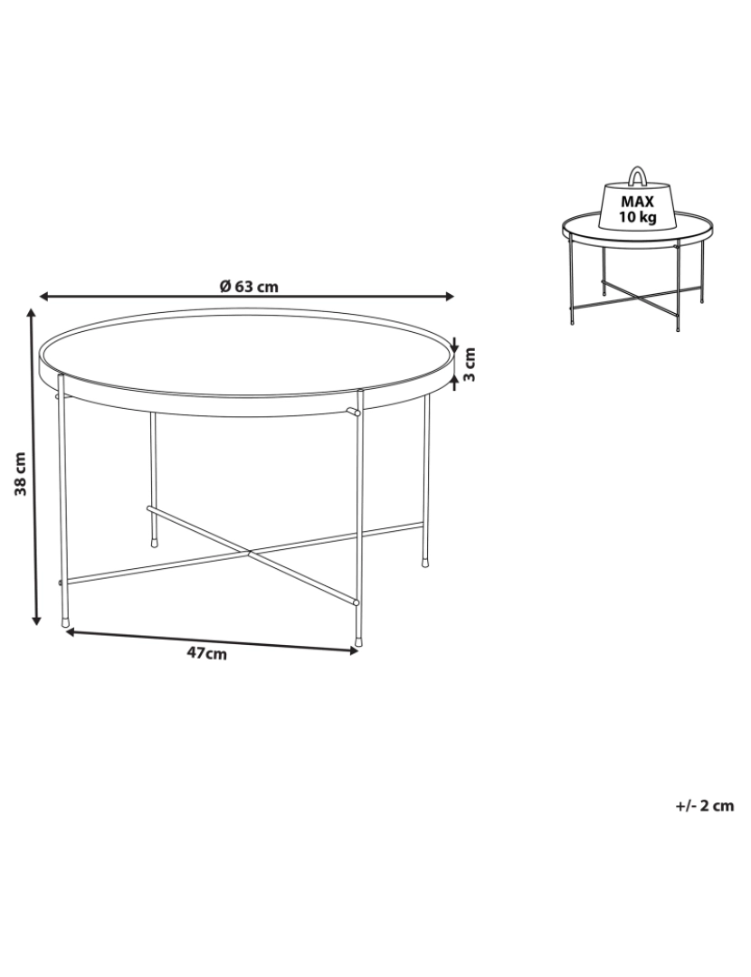 imagem de Mesa de centro ⌀ 63 cm castanha e dourada LUCEA2