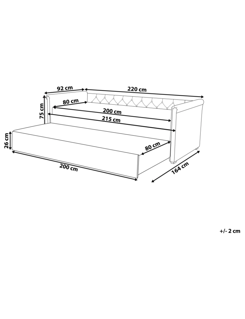 imagem de Cama dupla em tecido cinzento claro 80 x 200 cm LIBOURNE2