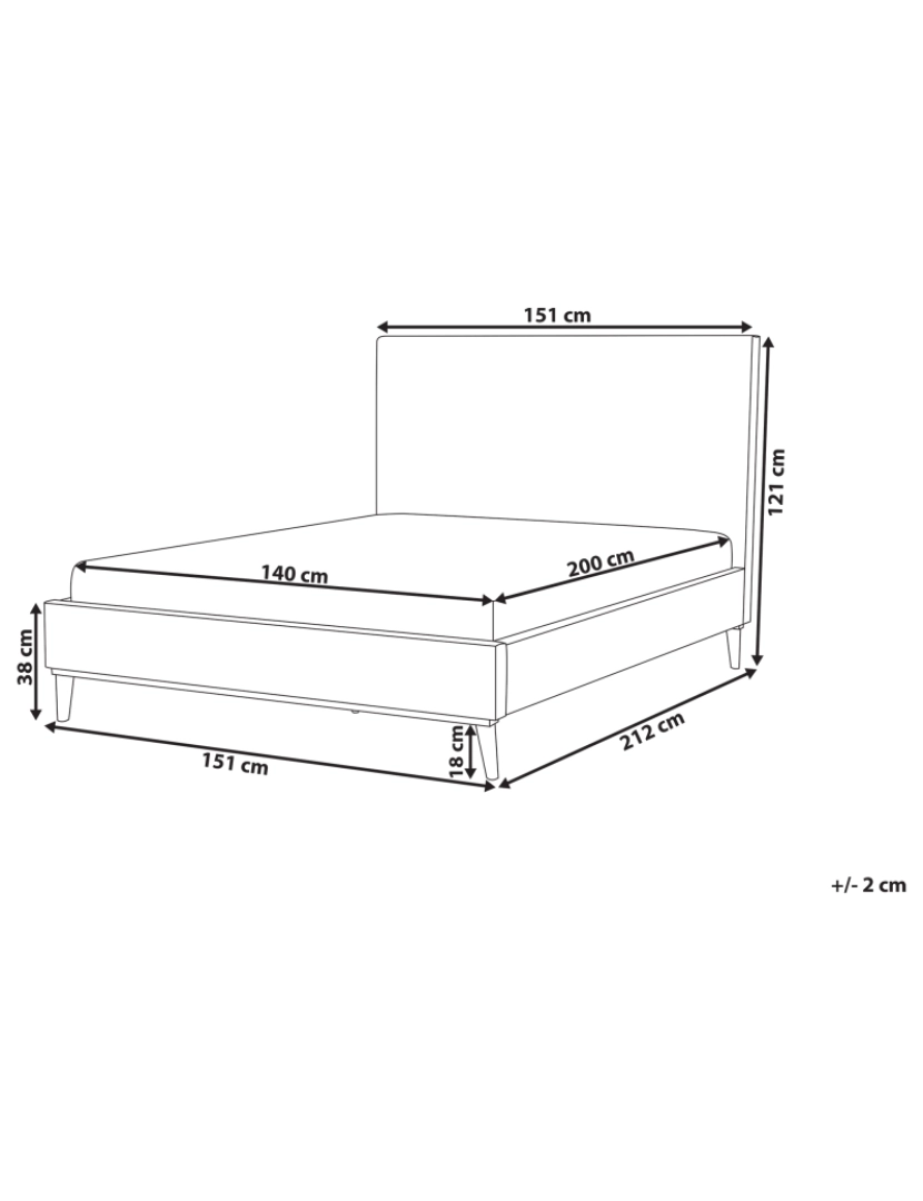 imagem de Cama de casal em veludo cinzento claro 140 x 200 cm BAYONNE3