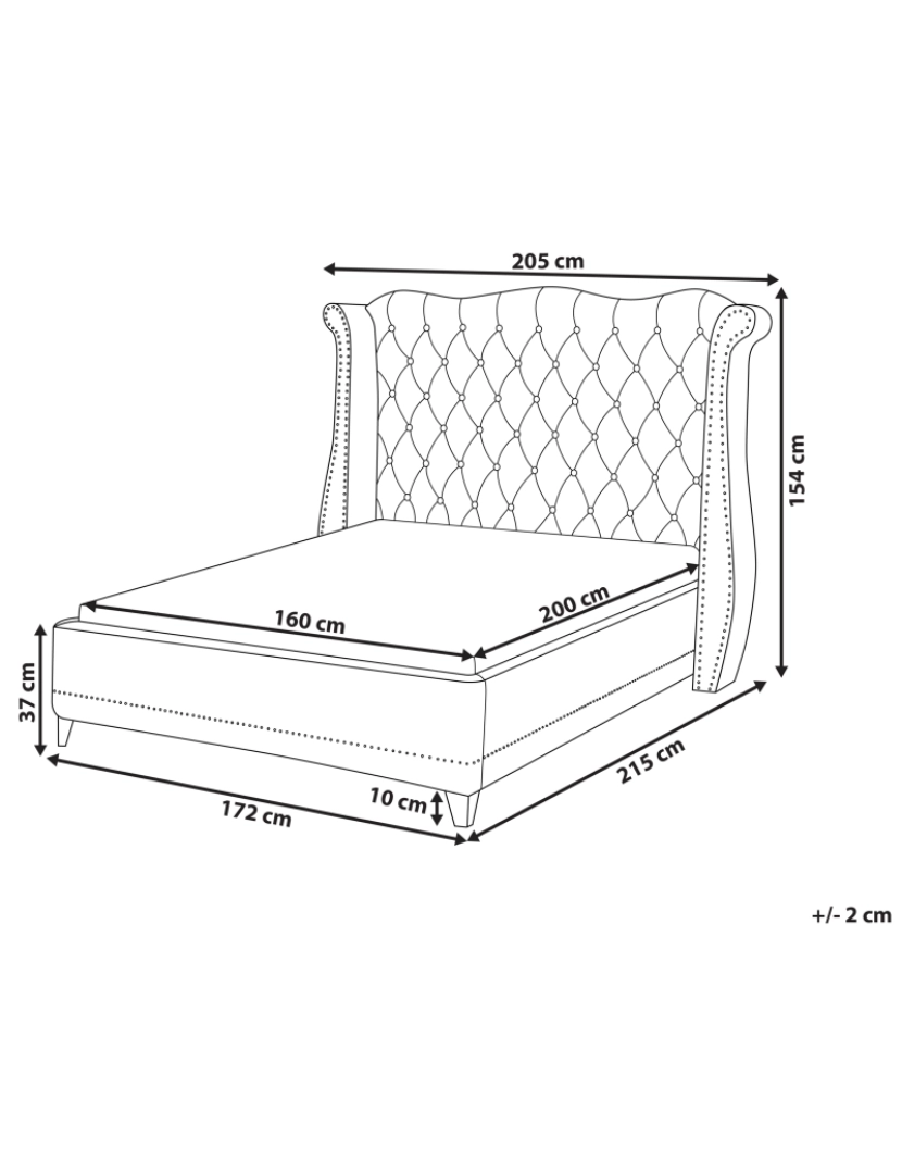 imagem de Cama de casal em veludo preto 160 x 200 cm AYETTE3