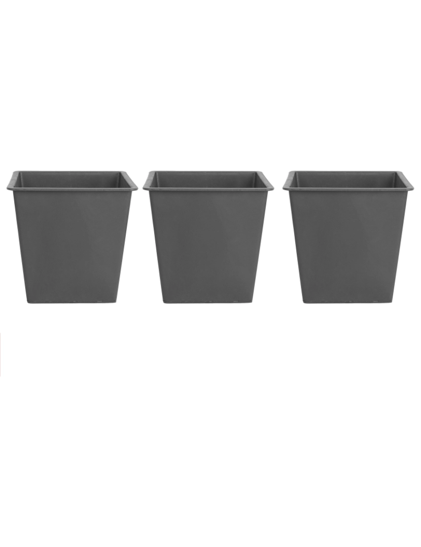 imagem de Conjunto de 3 vasos internos para plantas pretos com sistema de irrigação 42 x 42 x 38 cm BALZO2