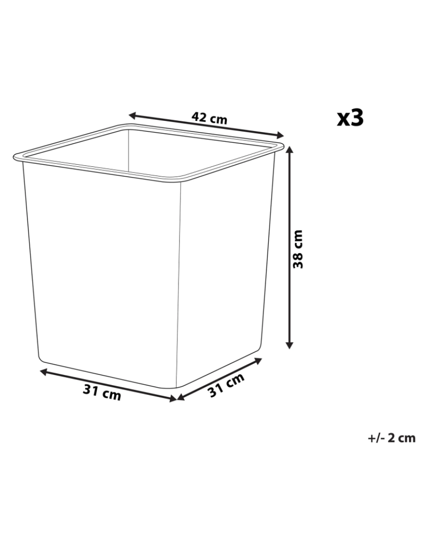 imagem de Conjunto de 3 vasos internos para plantas pretos com sistema de irrigação 42 x 42 x 38 cm BALZO3