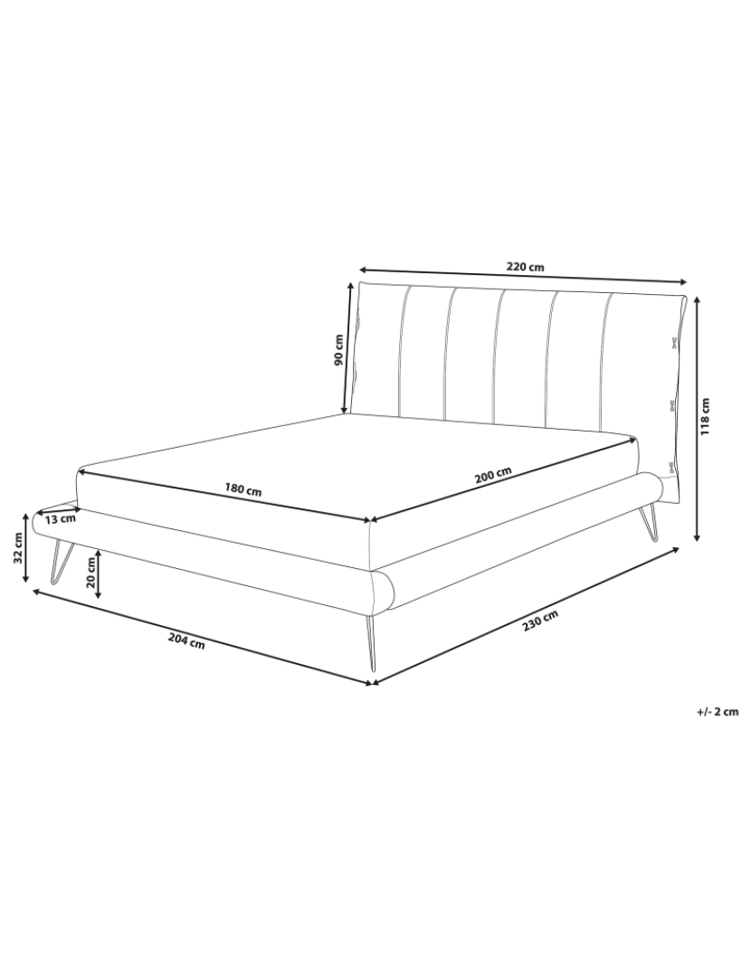 imagem de Cama de casal em pele sintética creme 180 x 200 cm BETIN3