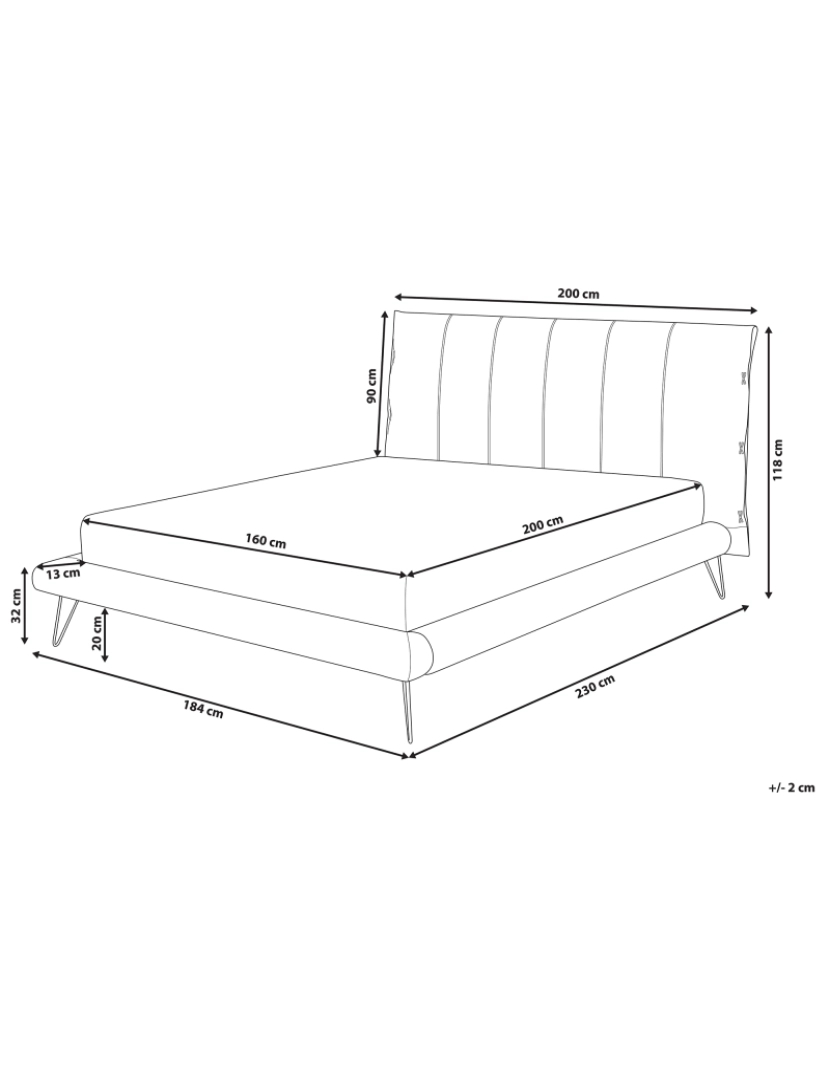 imagem de Cama de casal em pele sintética creme 160 x 200 cm BETIN3